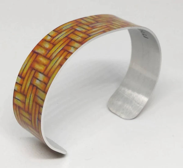 Euchee Basket Weave Design, Native American, Cuff Bracelet, Sublimated, Adjustable, Lightweight Aluminum