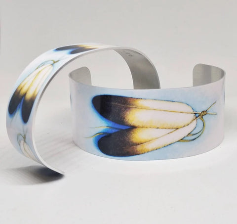 And Two Become As One - Native American, Two Feathers Tied Together, Cuff Bracelet, Sublimated, Adjustable, Lightweight Aluminum