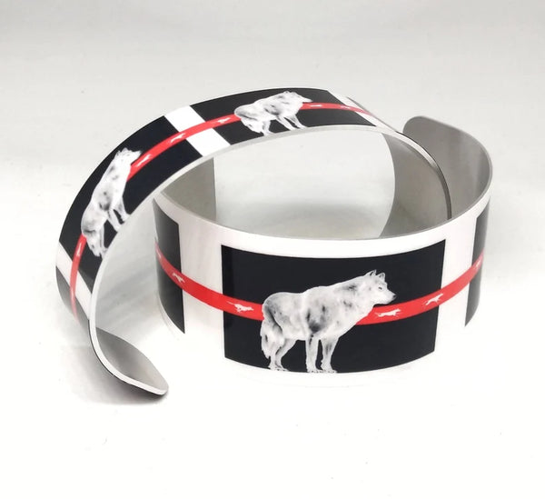 With Those Who Came Before, Native American, Wolf, Cuff Bracelet, Sublimated, Adjustable, Lightweight Aluminum