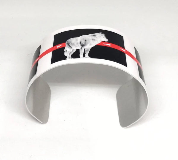 With Those Who Came Before, Native American, Wolf, Cuff Bracelet, Sublimated, Adjustable, Lightweight Aluminum