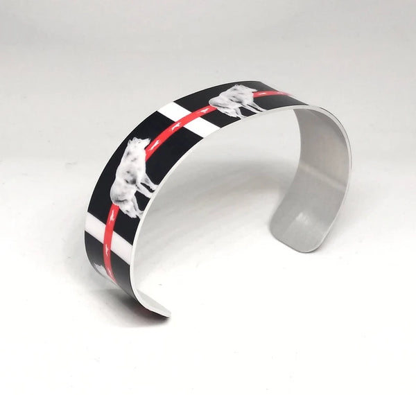 With Those Who Came Before, Native American, Wolf, Cuff Bracelet, Sublimated, Adjustable, Lightweight Aluminum