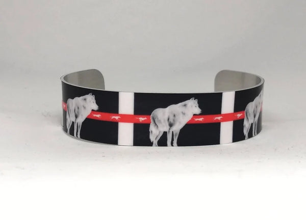 With Those Who Came Before, Native American, Wolf, Cuff Bracelet, Sublimated, Adjustable, Lightweight Aluminum
